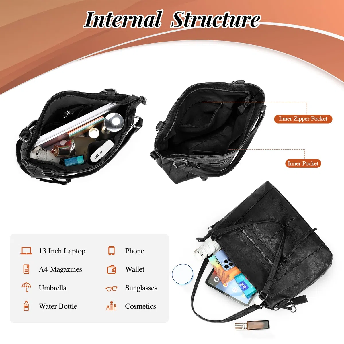 BAIGIO Bolso de Mano para Mujer Bolso de Hombro Bolso Tote de Cuero PU con Gran Capacidad Impermeable Bolsa Cruzada Bolsa de Compras para Compras Viajes Trabajo Oficina Escuela