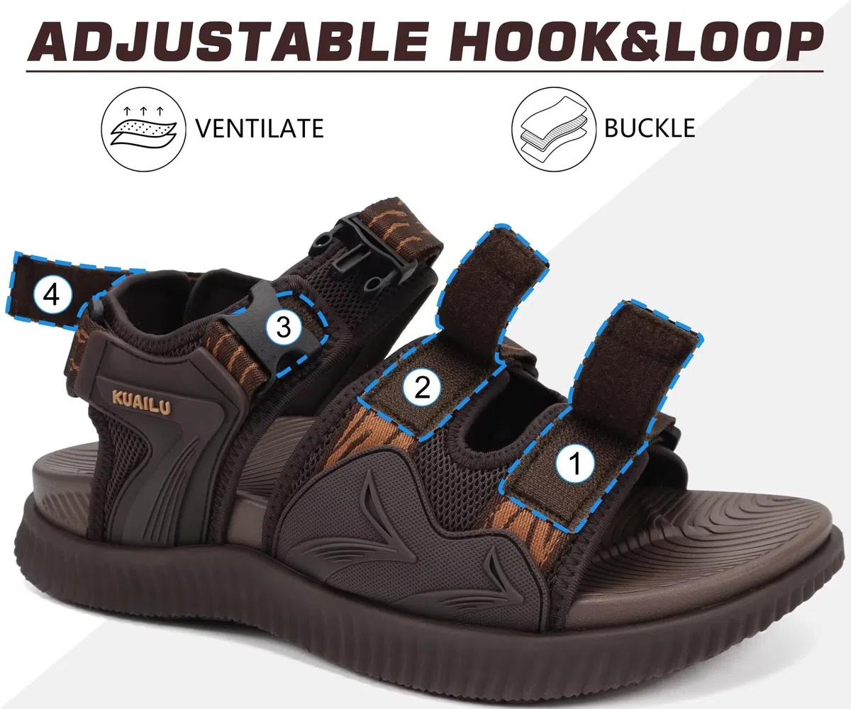 KuaiLu Sandalias Trekking Deportivas Hombre Comodas Ortopedicas Fascitis Plantar Exterior Caminar Sandalias Senderismo Ligera Ajustables Verano Antideslizantes Zapatos