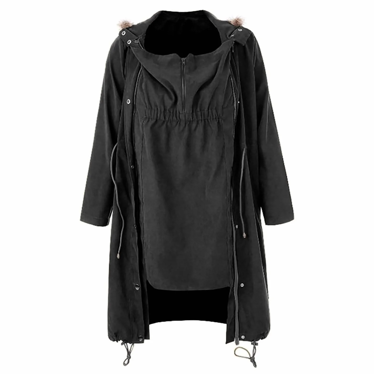 Abrigos de Invierno para Mujer, Chaqueta Larga de Algodón, Chaqueta de Maternidad, Chaqueta de Invierno, Monocolor, Cálido, Chaqueta de Entretiempo 3 en 1