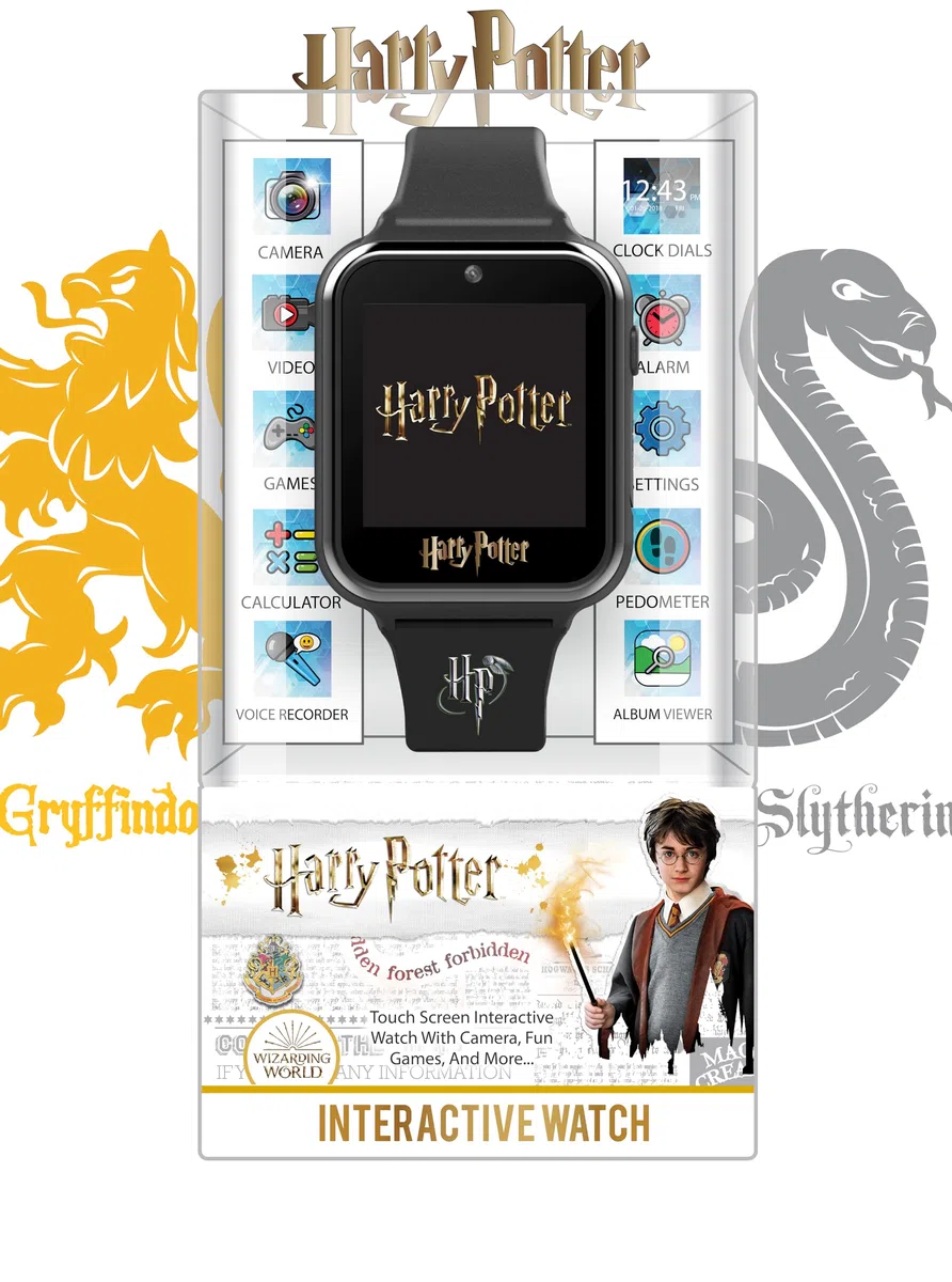 Accutime Watch- Reloj Interactivo Harry Potter, Cámara, Color negro, Talla única (HP4096)