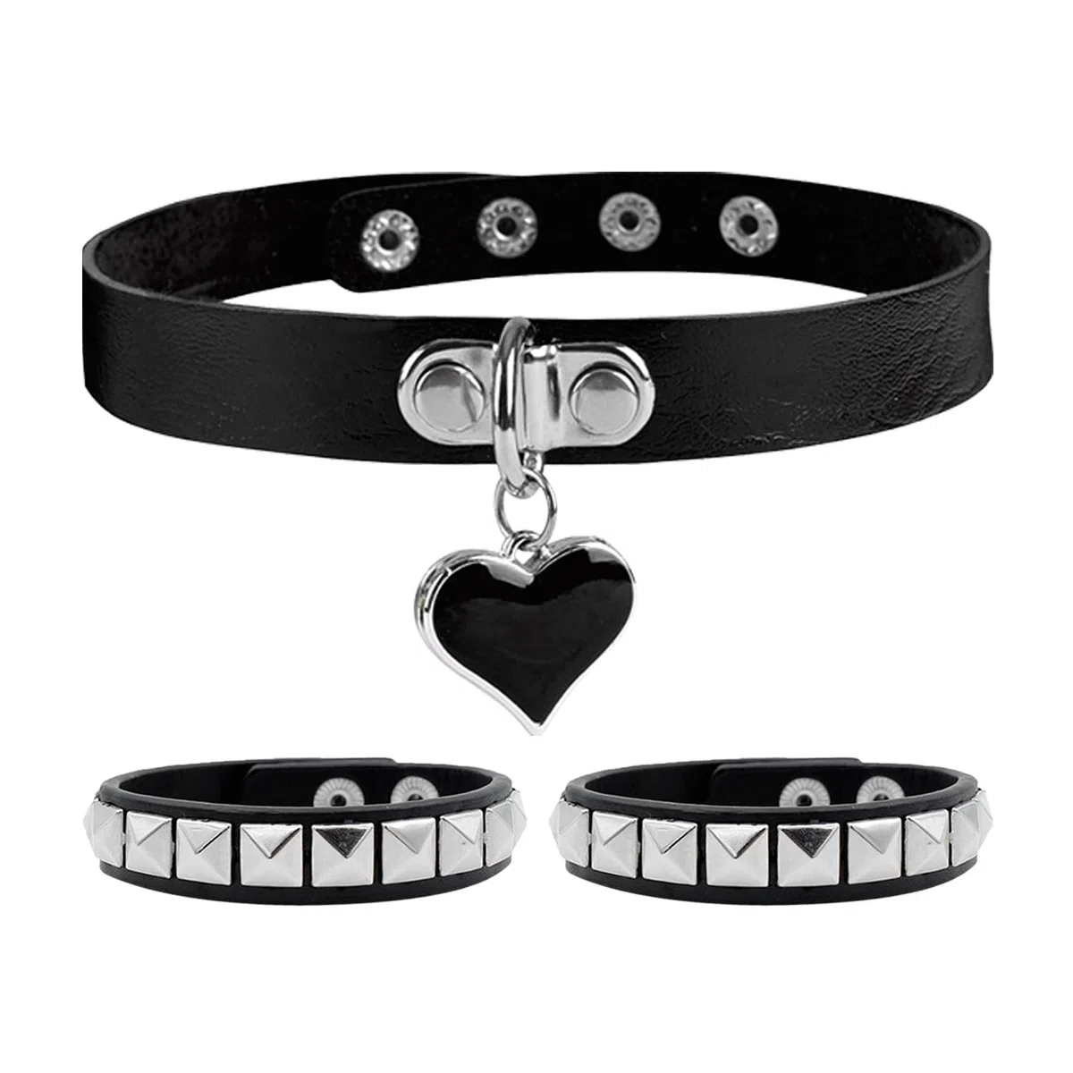 2 pulseras, 1 collar, pulsera gótica, punk, accesorios punk