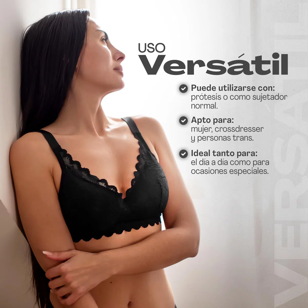 Sois Sujetador Postoperatorio sin Aros con Bolsillos – para Prótesis de Mama y Pechos de Silicona – Sujetador de Mastectomía Cómodo y Discreto para Uso Diario, Mujer, Crossdresser y Trans