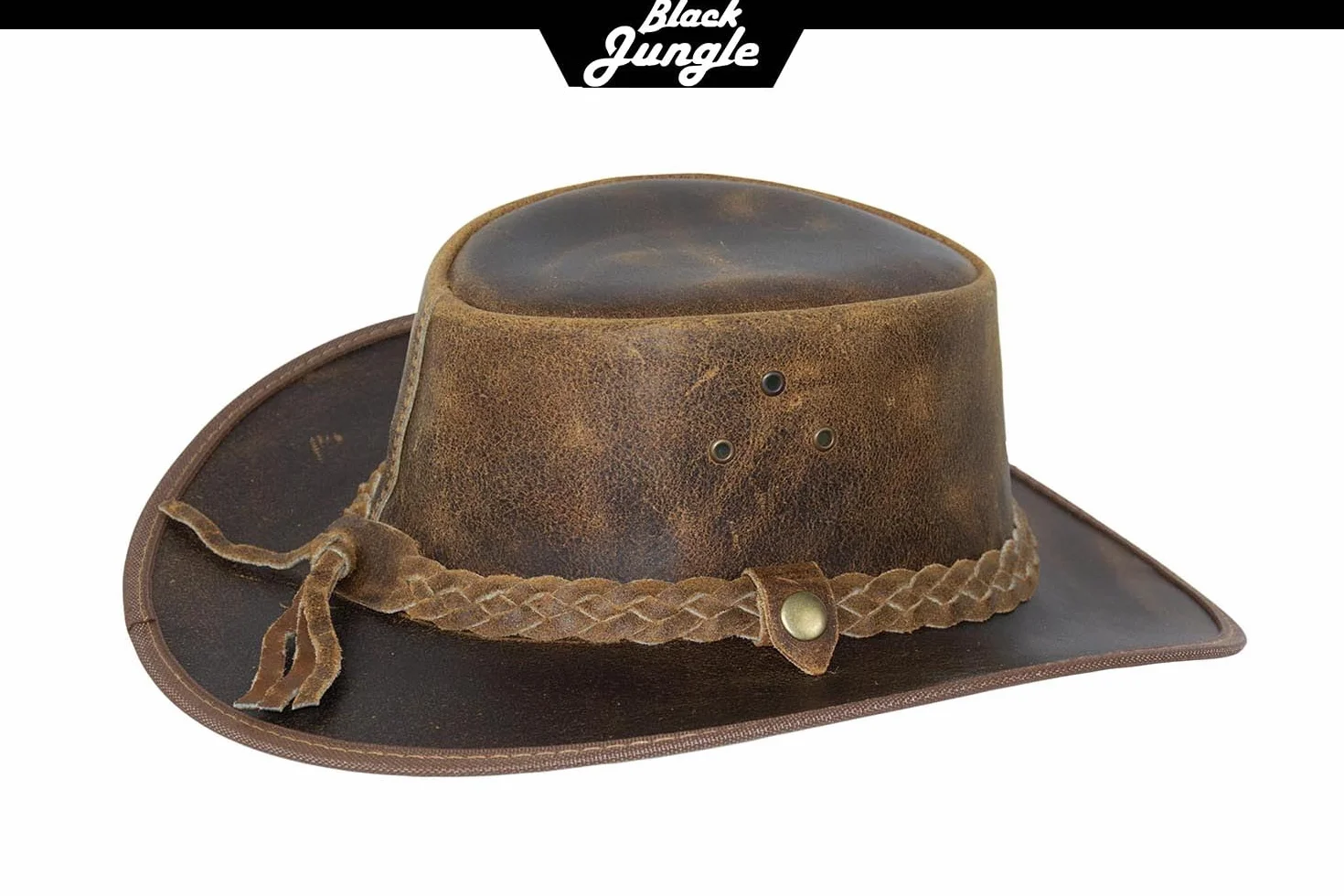Black Jungle Bulat Sombrero de Piel, Sombrero del Oeste de Australia, Sombrero de Vaquero Bronceado
