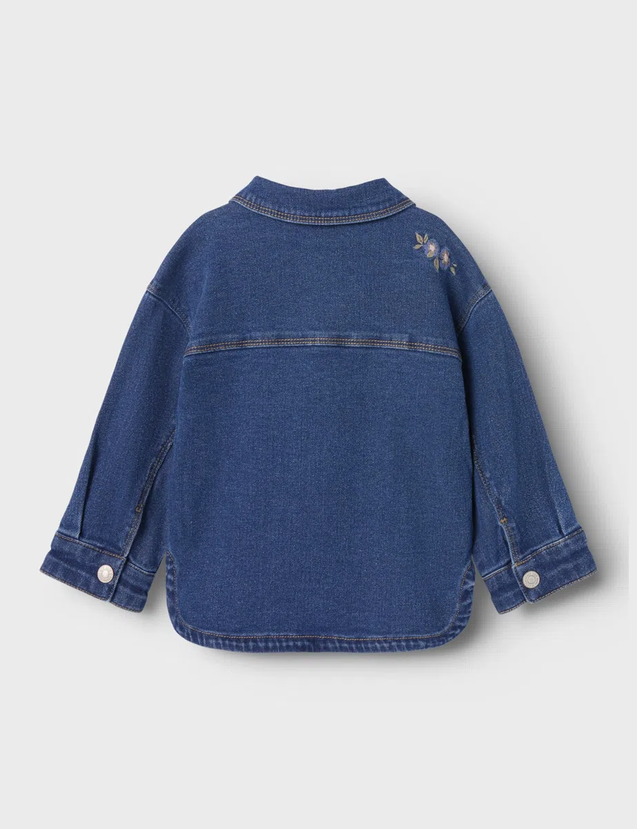 NAME IT Nmfkara Emb Dnm Jacket 1224-Fr, Dark Azul Denim, Numeric_122 para Niñas