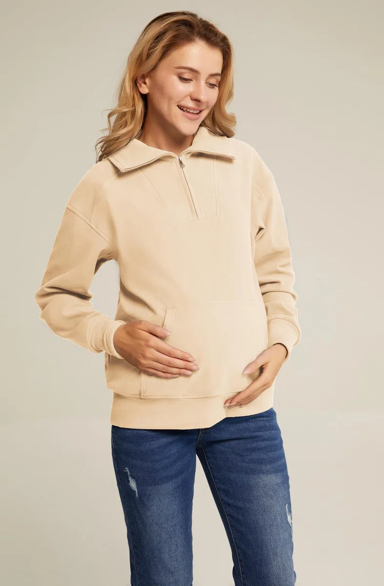 Maacie Ropa de maternidad tops de manga larga para embarazadas jersey de ajuste relajado para embarazadas
