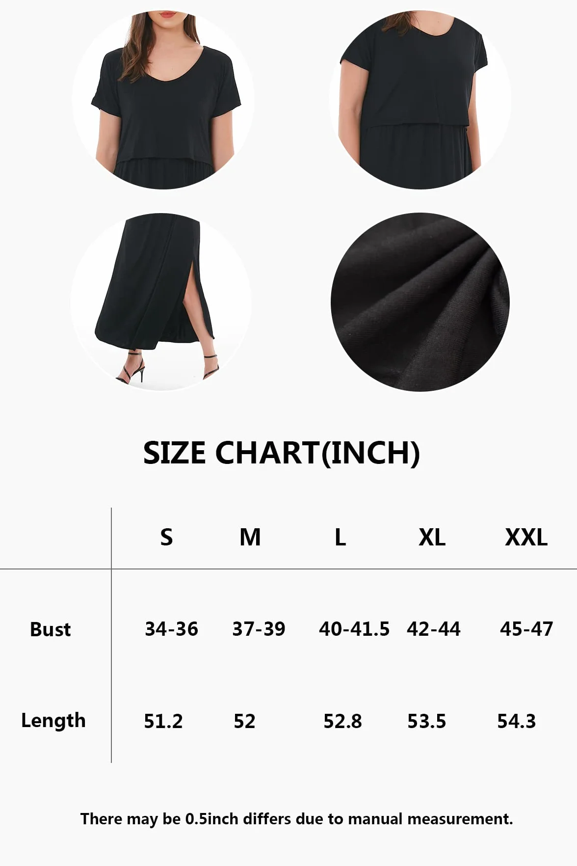 Smallshow Vestido De Lactancia para Mujer Vestido Largo Split Dress De Maternidad