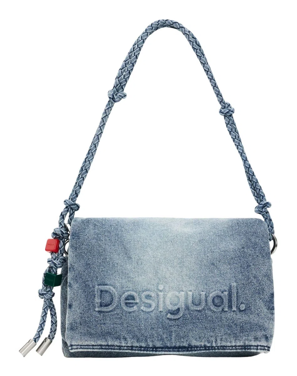 Desigual bolso bandolera bolso de hombro Half Logo Venecia 4.0 Crossbody Bag Denim Raw gris azulado