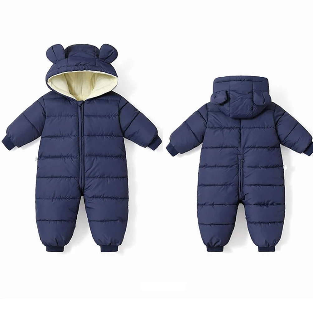BRONG Bebé Niñas Niños Traje De Nieve Invierno Mameluco Abrigo Recién Nacido Grueso Cremallera Mono Bebé Cortaviento con Capucha Polar Pelele Ropa de Abrigo