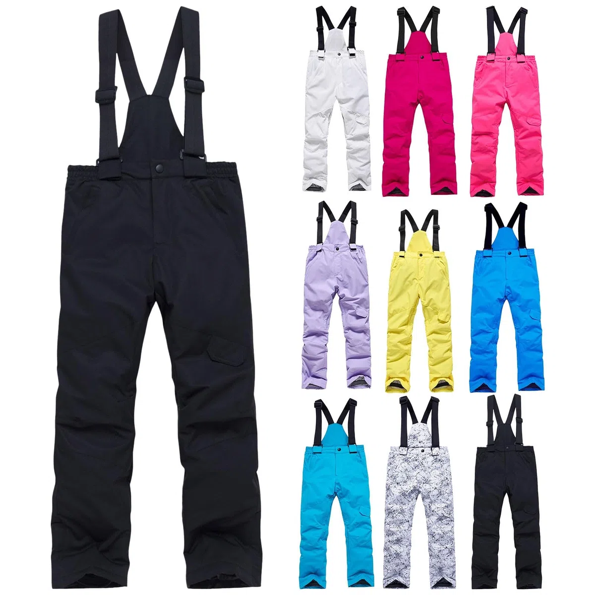 Baby 56 - Pantalones de nieve para esquí de invierno con peto cargo, aislados y convertibles para niñas y chaqueta de snowboard para hombre