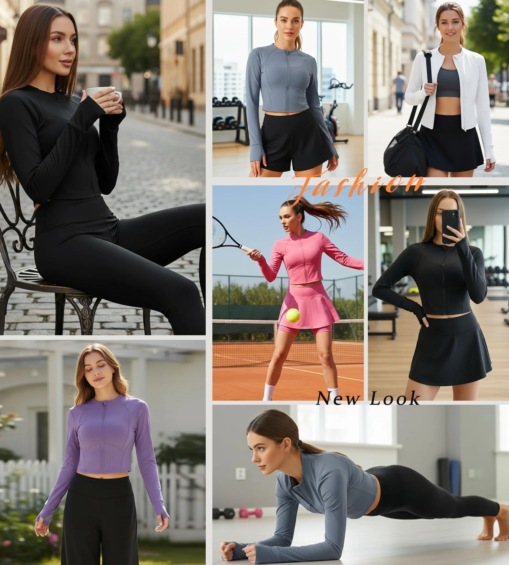 Chaqueta Deportiva Mujer Manga Larga Chaqueta De Running Yoga Ropa Transpirable Sudadera Corriendo Tops Fitness Correr Chaquetas de Entrenamiento Gym con Cremallera Agujeros para los Pulgares