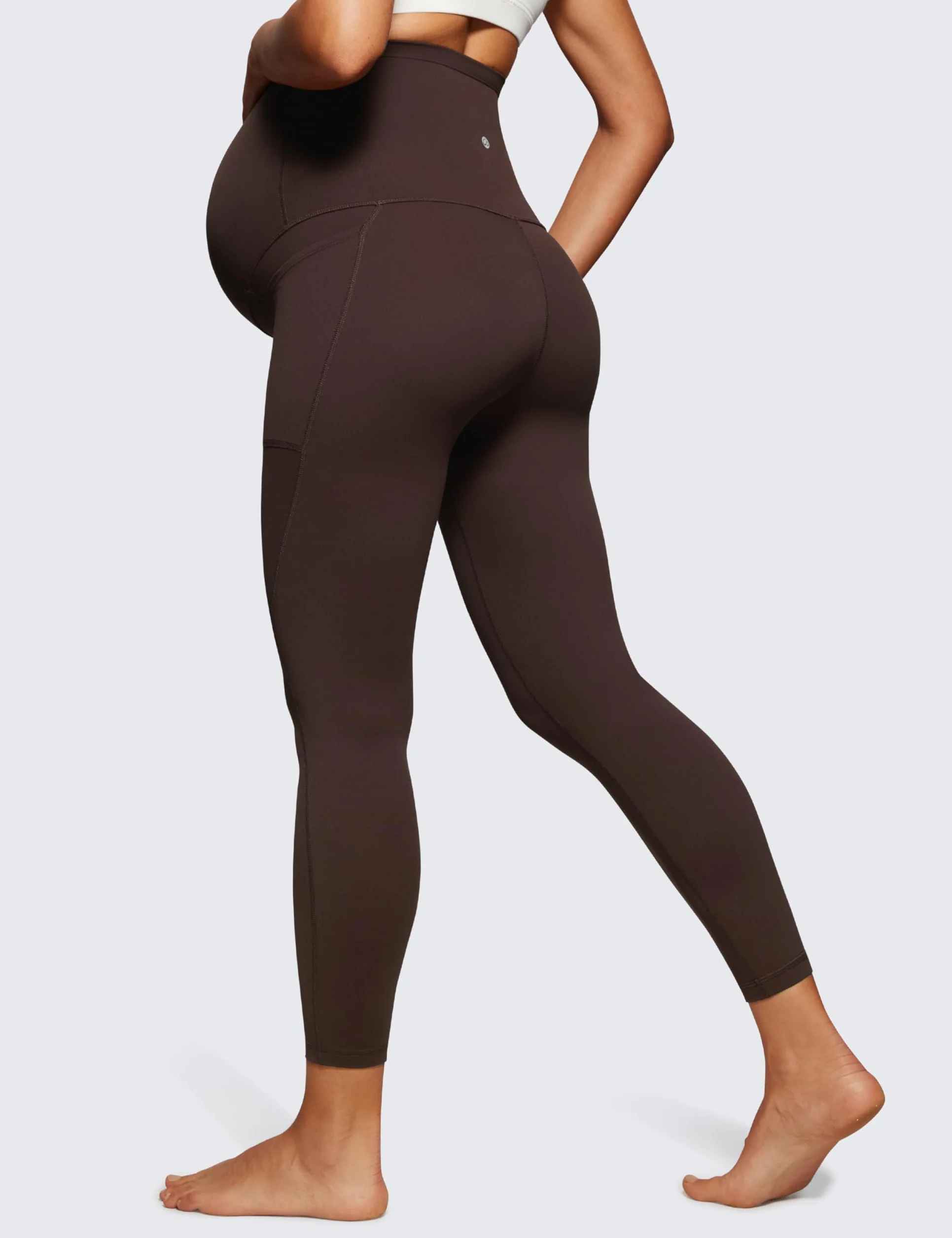 CRZ YOGA Butterluxe Mujeres Leggings de Maternidad con Bolsillos Ejercicio Yoga Embarazo Pantalones - 63cm