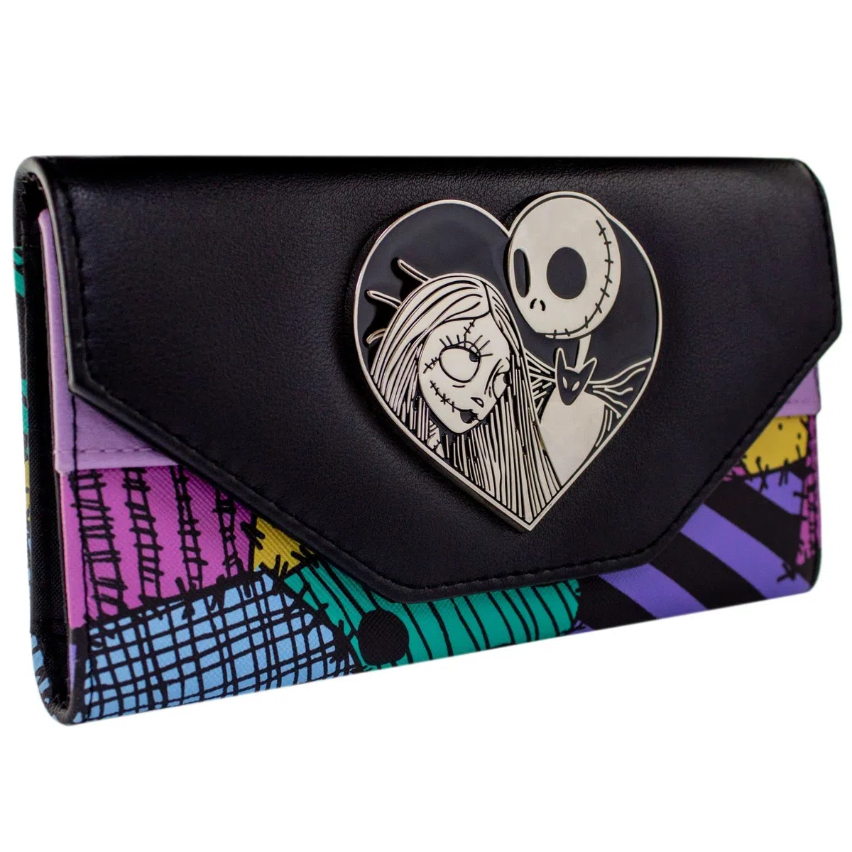 The Nightmare Before Christmas Monedero de Patchwork Jack Sally de la extraña Navidad de señor Jack Negro, Negro, Negro, One Size, Embrague, Negro, One Size, Embrague