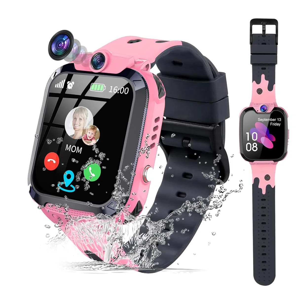 Reloj Inteligente Niños con Llamand Bidireccional, SOS, Calculadora, Alarma, Cámara, Juegos Reloj Inteligente de Moda para Niños de 4 a 12 Años y Niñas Regalo (Rosa)