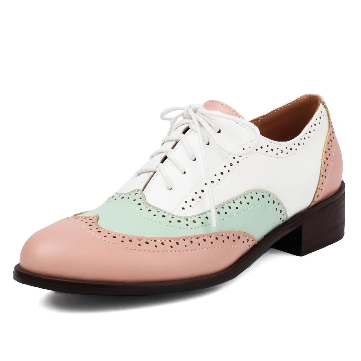 Unisexo Oxford Zapatos Mujer Two Tone Perforated Wingtip Brogue