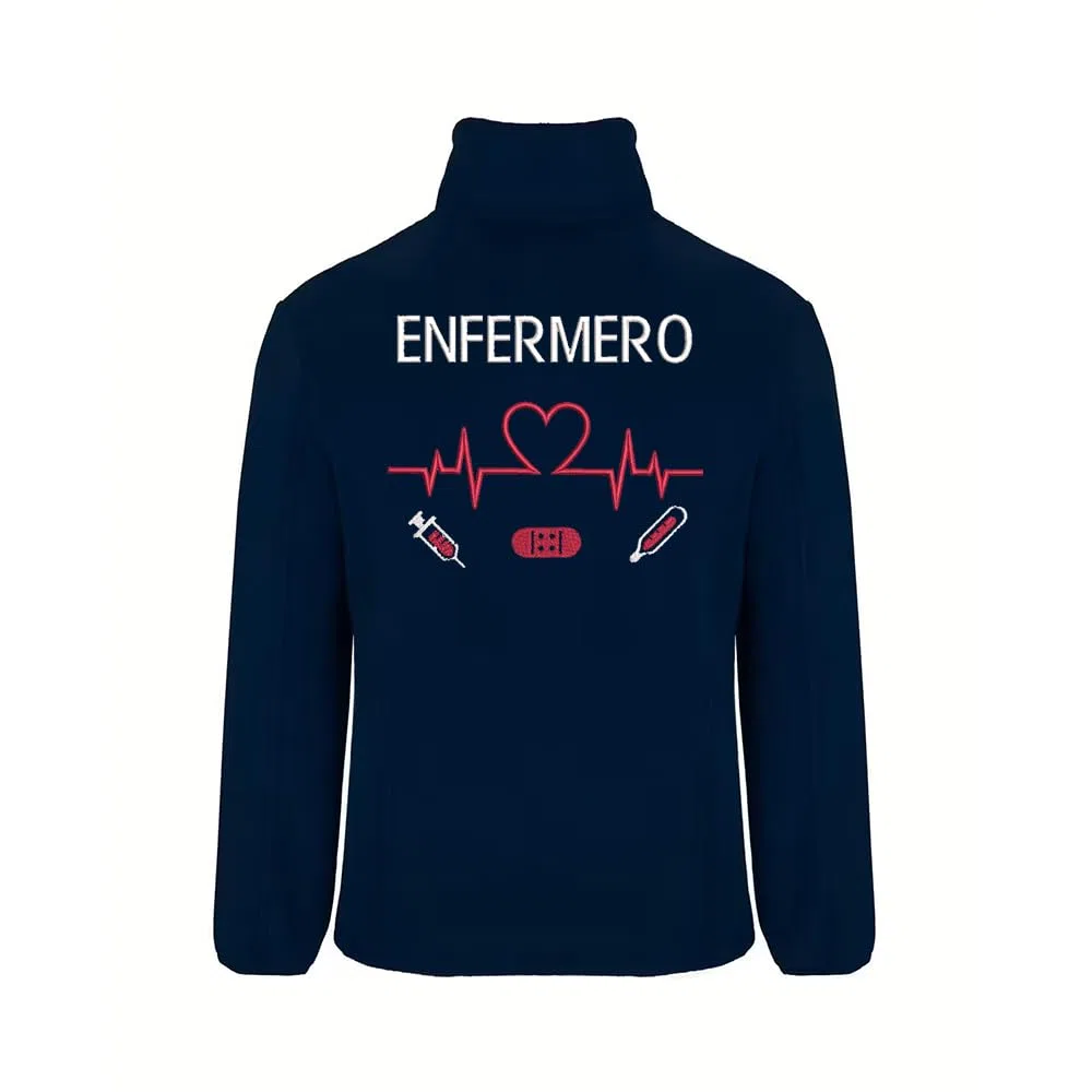 Forro Polar Bordado Hombre Personalizado. Modelo LÍNEA DE Vida-CORAZÓN. Ideal para Sanitarios. Regalos Personalizados. con Cremallera y Bolsillos. Regalos TPMAS