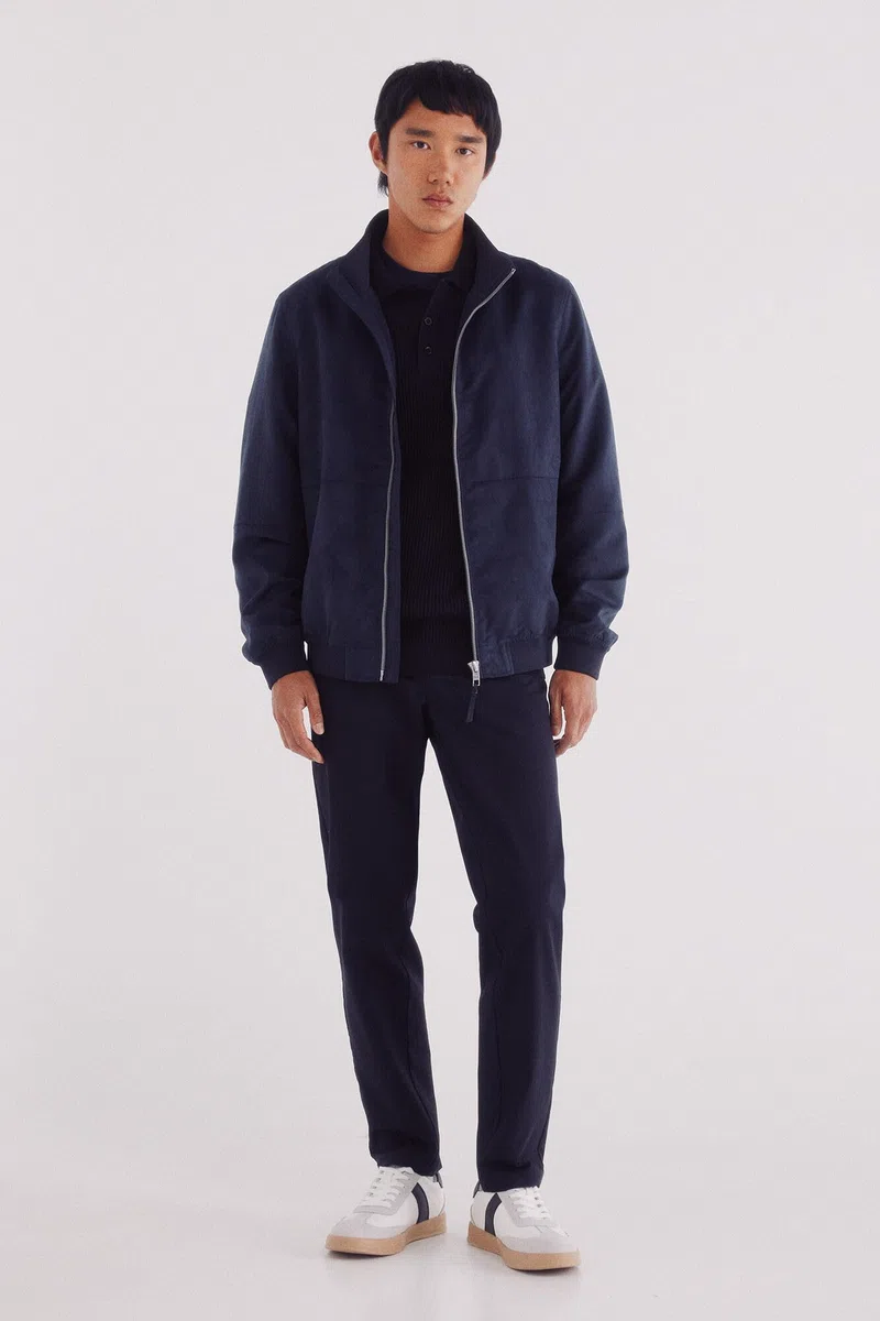 SPRINGFIELD Suede Funnel With Zip Closure, Inside Pocket And Cuffs, Bottom And Inside Collar In Elastic Knit Chaqueta De Ante Hombre