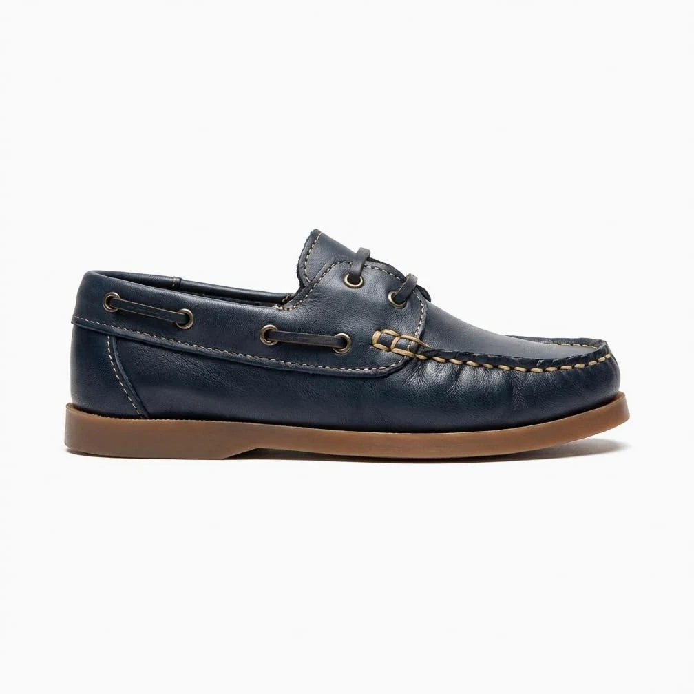 Náuticos Niño Velcro Piel Zapatos Colegiales Mocasines Serraje Calzado Infantil Escolar Uniforme Suela Goma Flexible Antideslizante. Ideal Vestir Comunión Ceremonia. Resistente Cómodo Fácil Calce