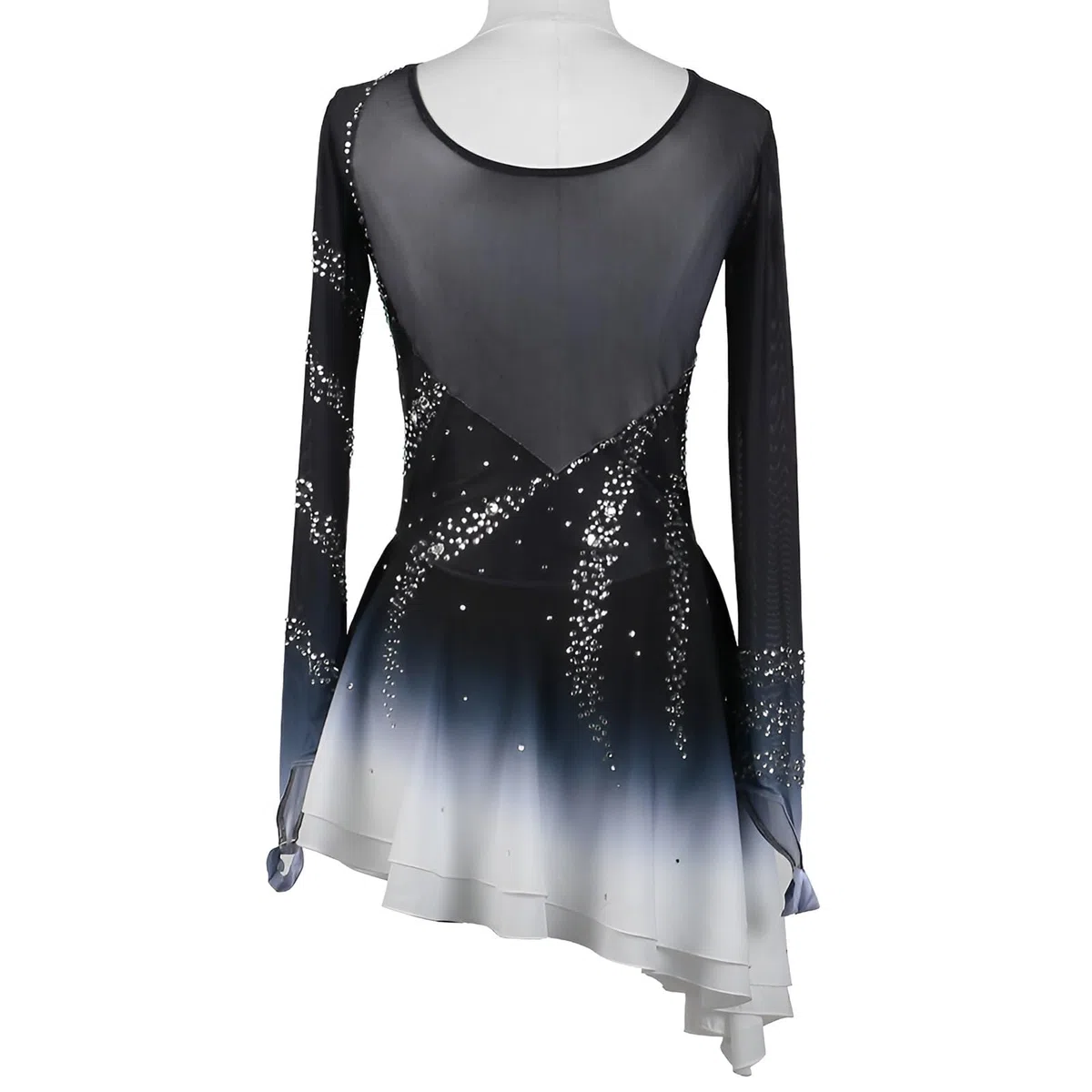 Vestido De Patinaje Artístico For Niñas, Cuello Redondo Y Dobladillo Irregular For Mujer, Ropa De Competición For Danza Sobre Hielo.