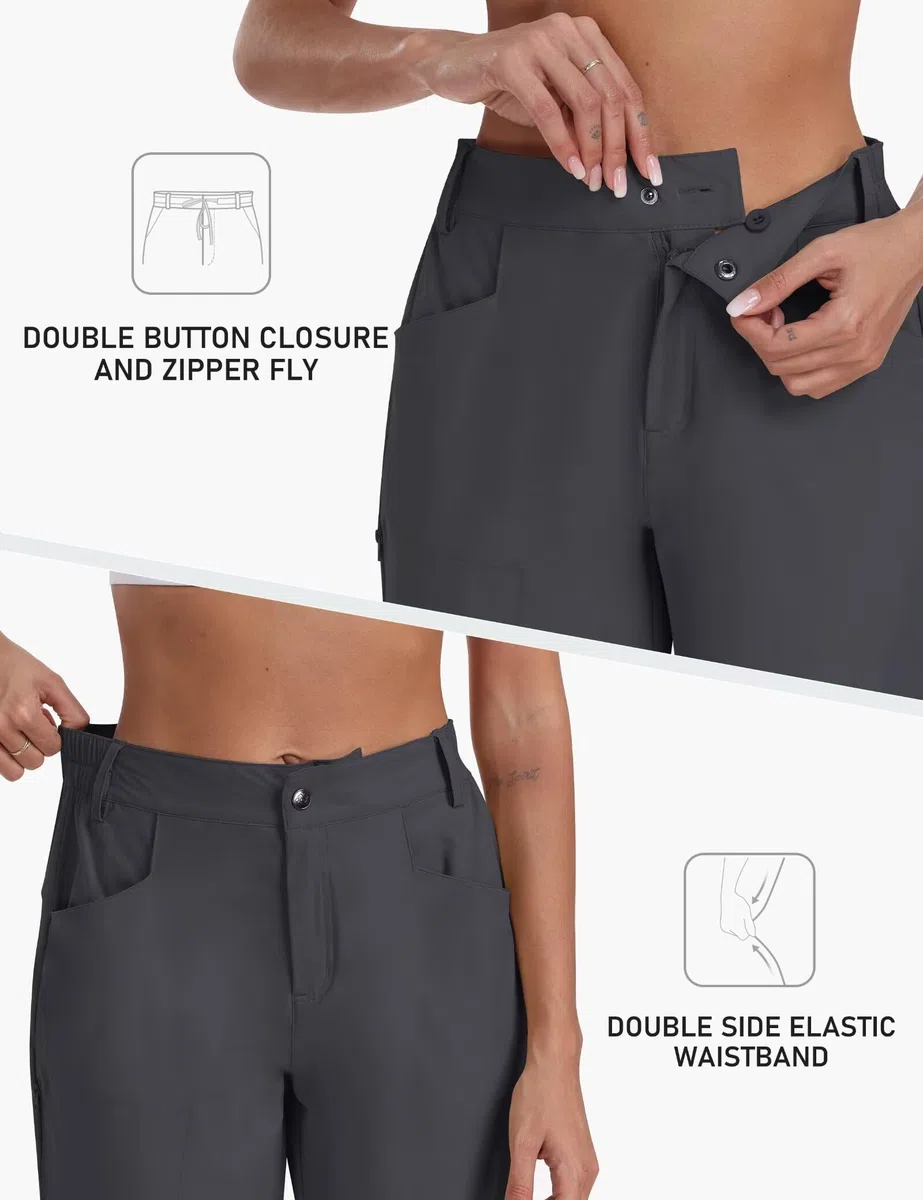 MoFiz Pantalones Cortos Cargo para Mujer Verano Ligeros Cintura Alta Trekking Corto Bermudas Shorts con Bolsillo Cremallera