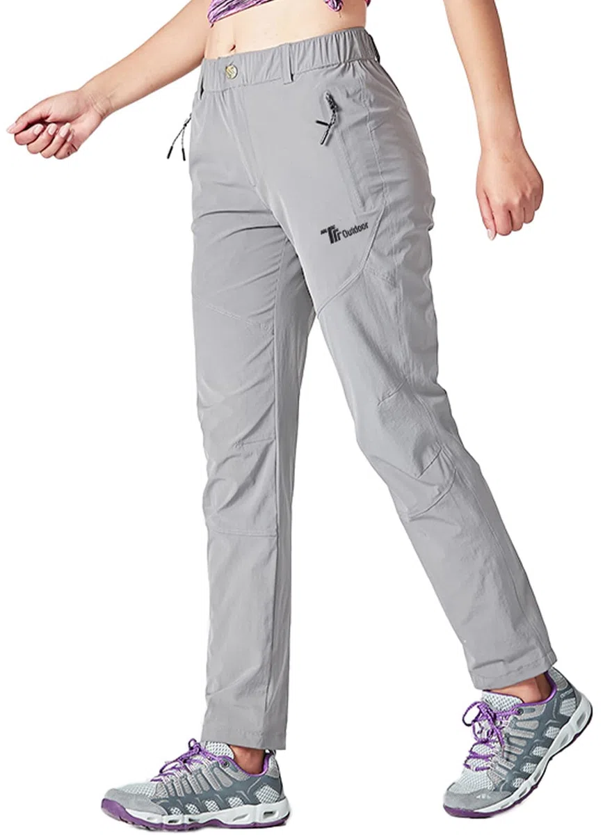 YSENTO Pantalones de senderismo para mujer, impermeables, de secado rápido, elásticos, con bolsillos con cremallera