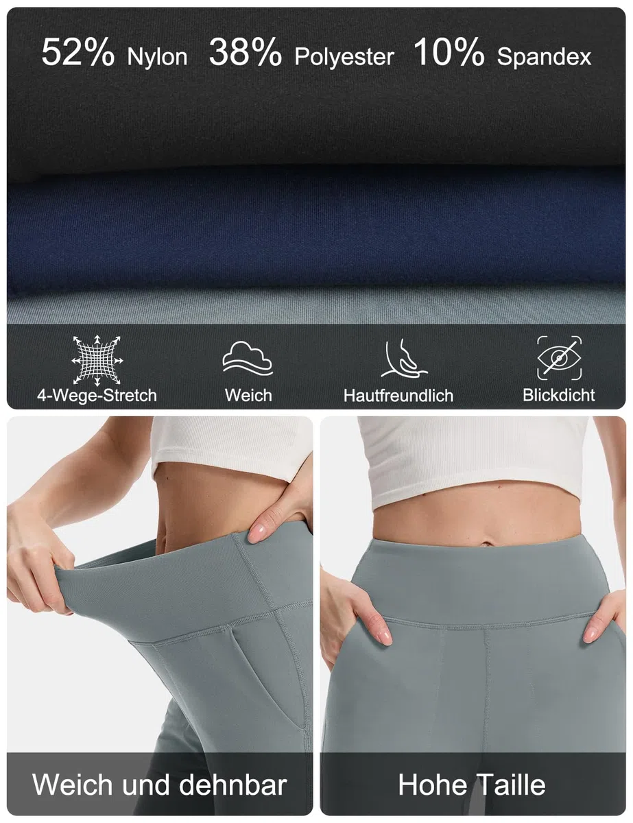 MOVE BEYOND Pantalones y Pantalones Piratas Deportivos para Mujer con 4 Bolsillos Cintura Alta Jogger Chandal de Fitness Yoga