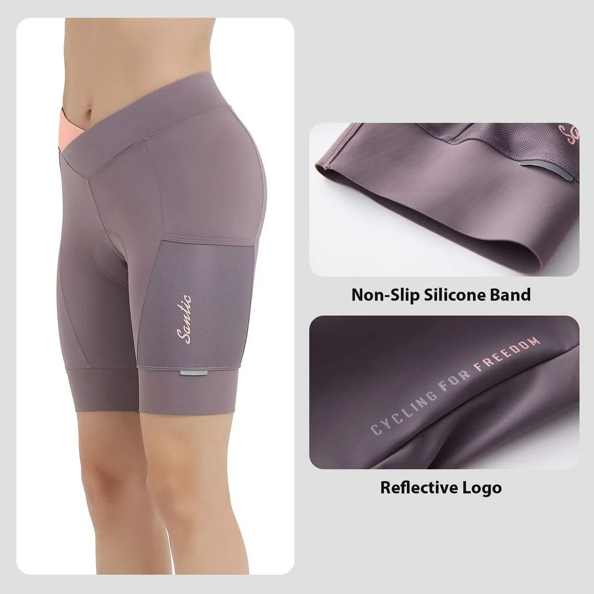 Santic Pantalones Cortos de Ciclismo Pantalones Cortos de Ciclismo Acolchados para Mujer