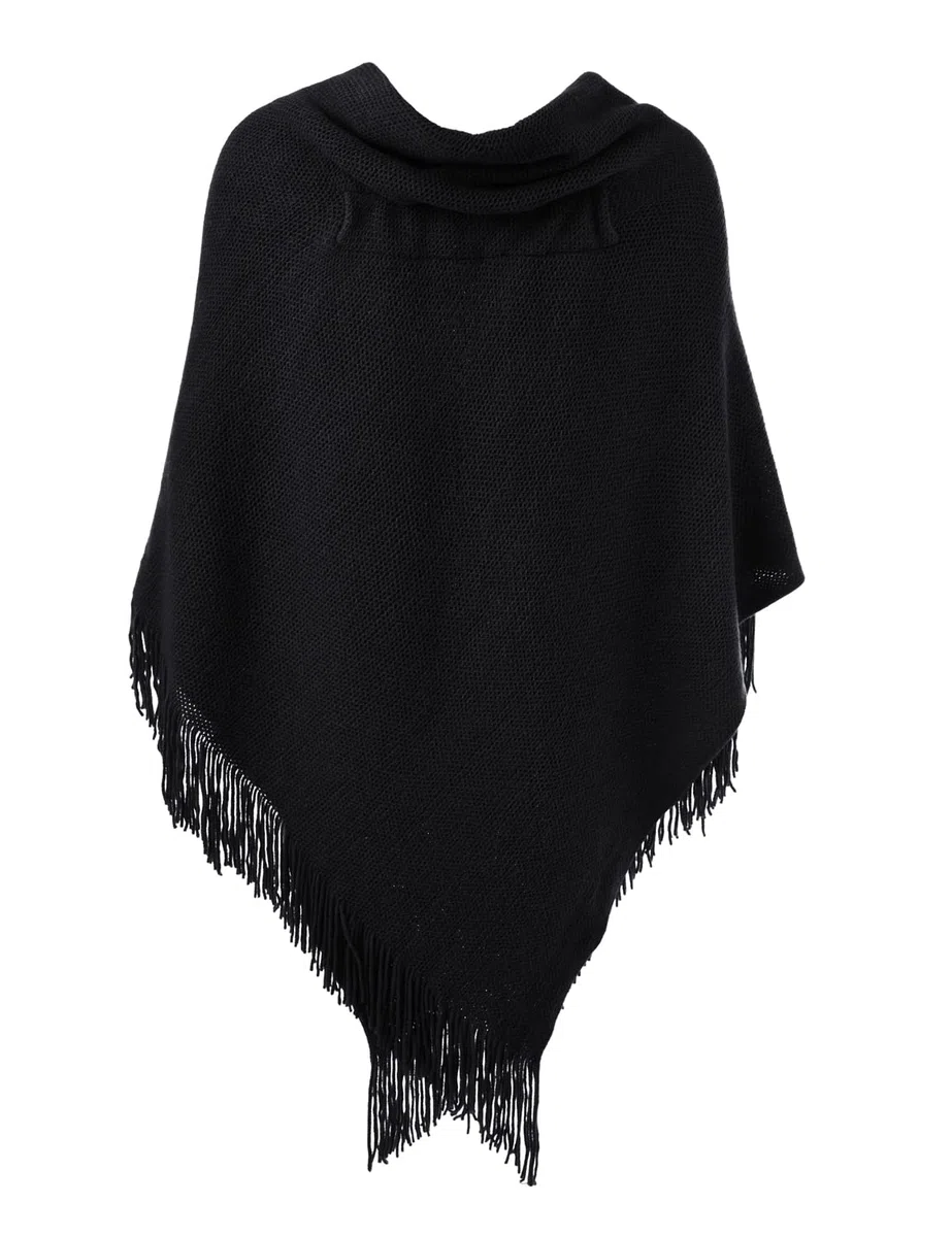 Ferand Poncho de Frente Abierto para Mujer, Chal Holgado con Flecos para Otoño Invierno