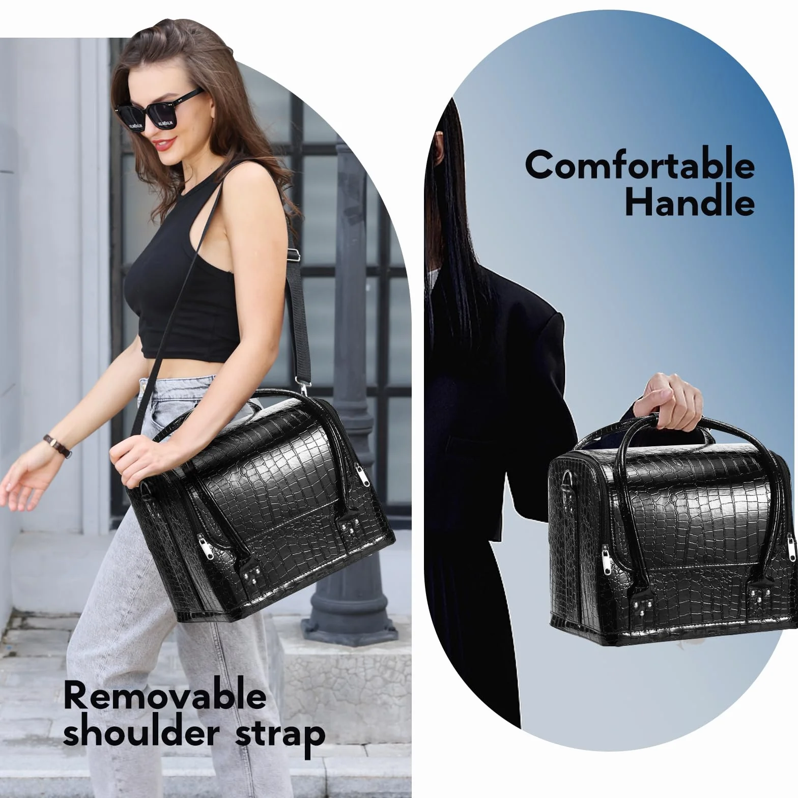 Maletín para Maquillaje Profesional Neceser de Cosméticos Negro Estuche Impermeable de Maquillaje Organizador de Esmaltes de Uñas Cajas de Joyero Maquillaje Regalos para Mujer