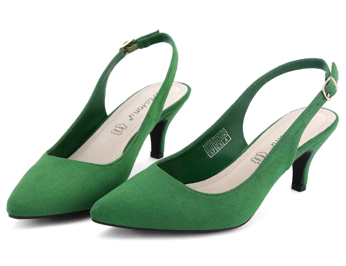 Greatonu Zapatos de Tacón Clásicos Espigones con Hebillas y Tiras en la Parte Trasera para Mujer 36-41 EU
