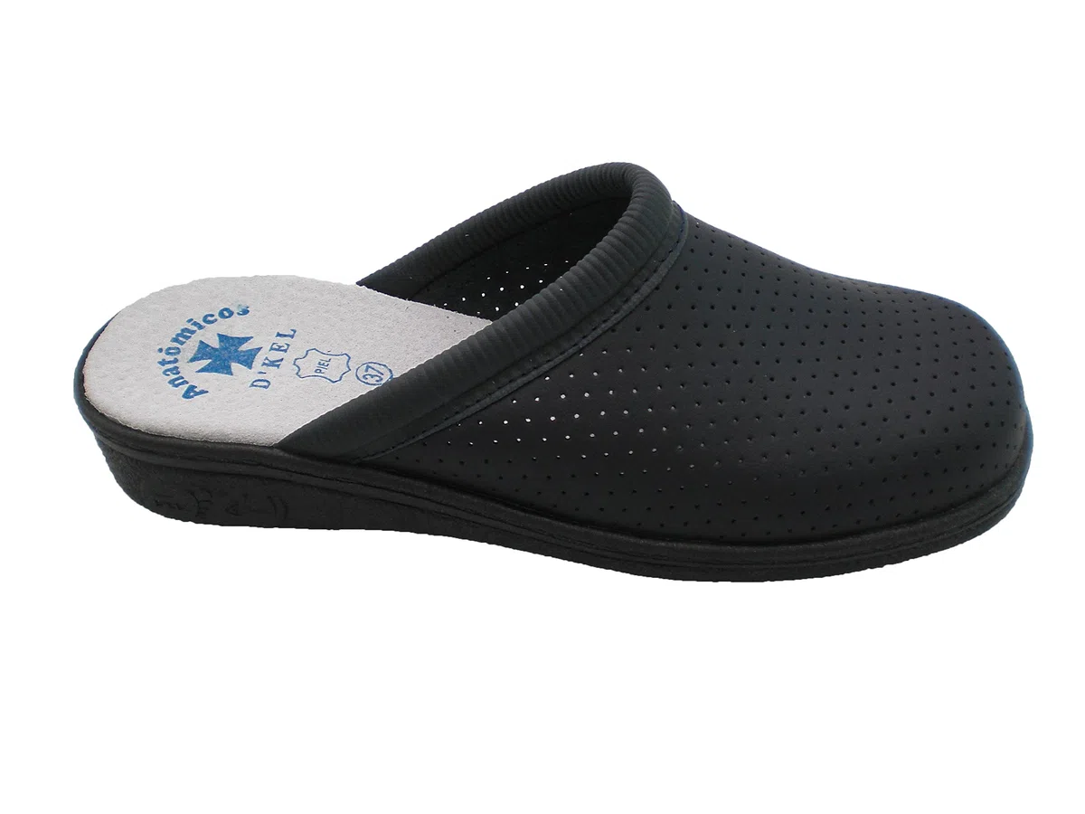 Zuecos Sanitarios Anatomicos en Piel, Mod.1300. Calzado Made in Spain, Garantia de Calidad. (43, Azul Marino)