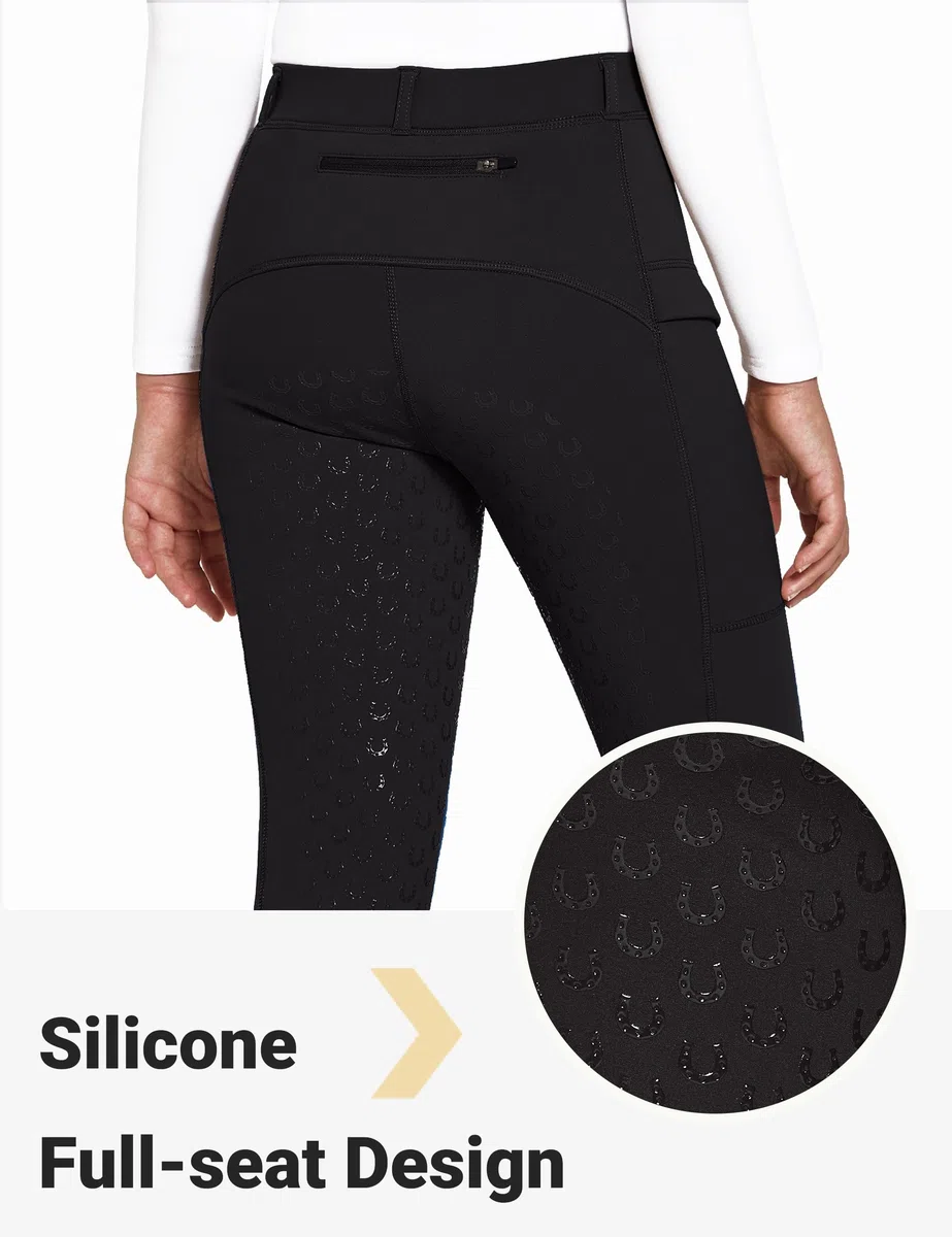 FitsT4 Sports Pantalones de equitación de invierno para niños, de invierno, de silicona, con bolsillo para teléfono móvil y bolsillos