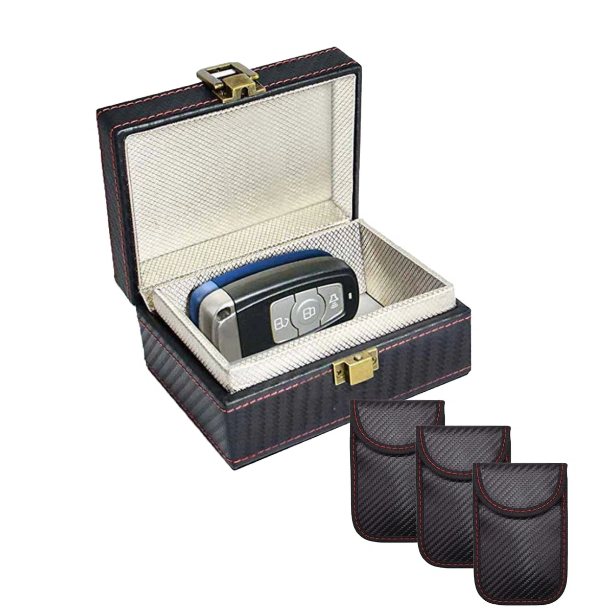 Faraday Caja para llaves de coche,caja de bloqueo de señales de llave de coche y bolsa para llaves sin llave,tarjetas de teléfonos móviles,bloqueador RFID,protector de señal de caja de almacenamiento