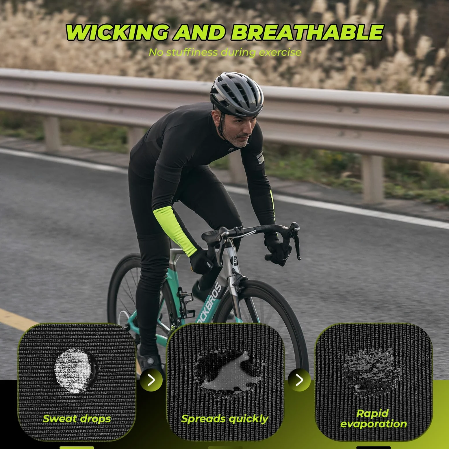 ROCKBROS Mangas del Brazo y Perneras Térmicas Invierno, Calentadores de Ciclismo Antideslizante a Prueba de Viento para Bicicleta Running Ejercicio Deportes, Unisex Adulto