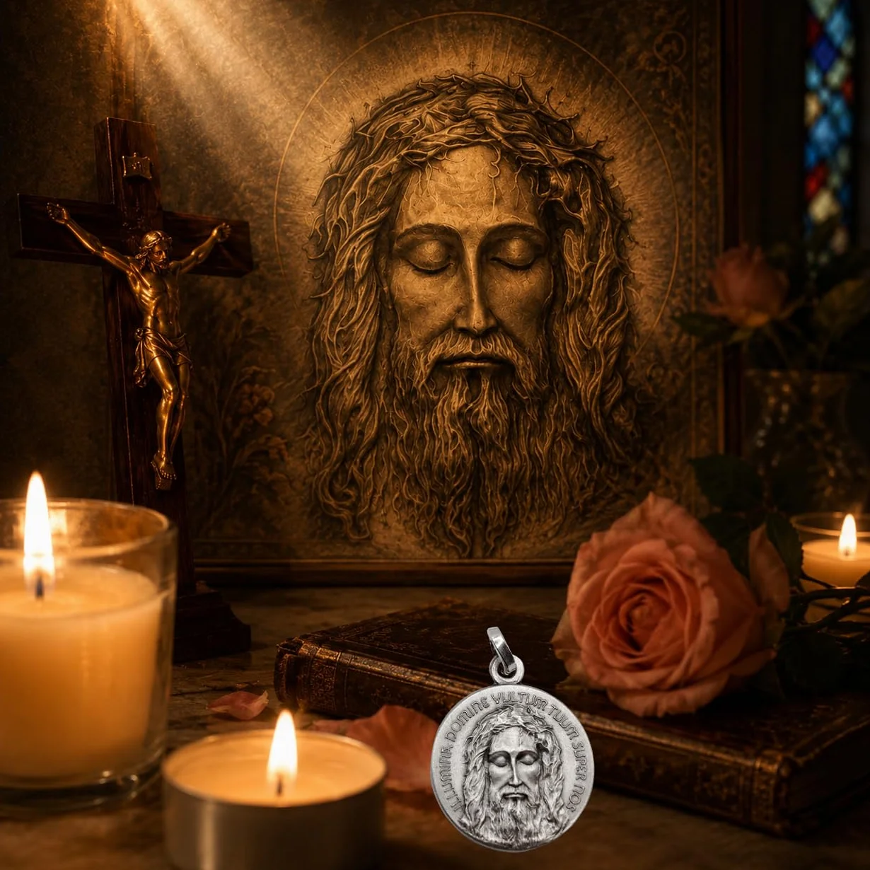 I G J Medalla de Santa Cara de Cristo de Plata Maciza 925