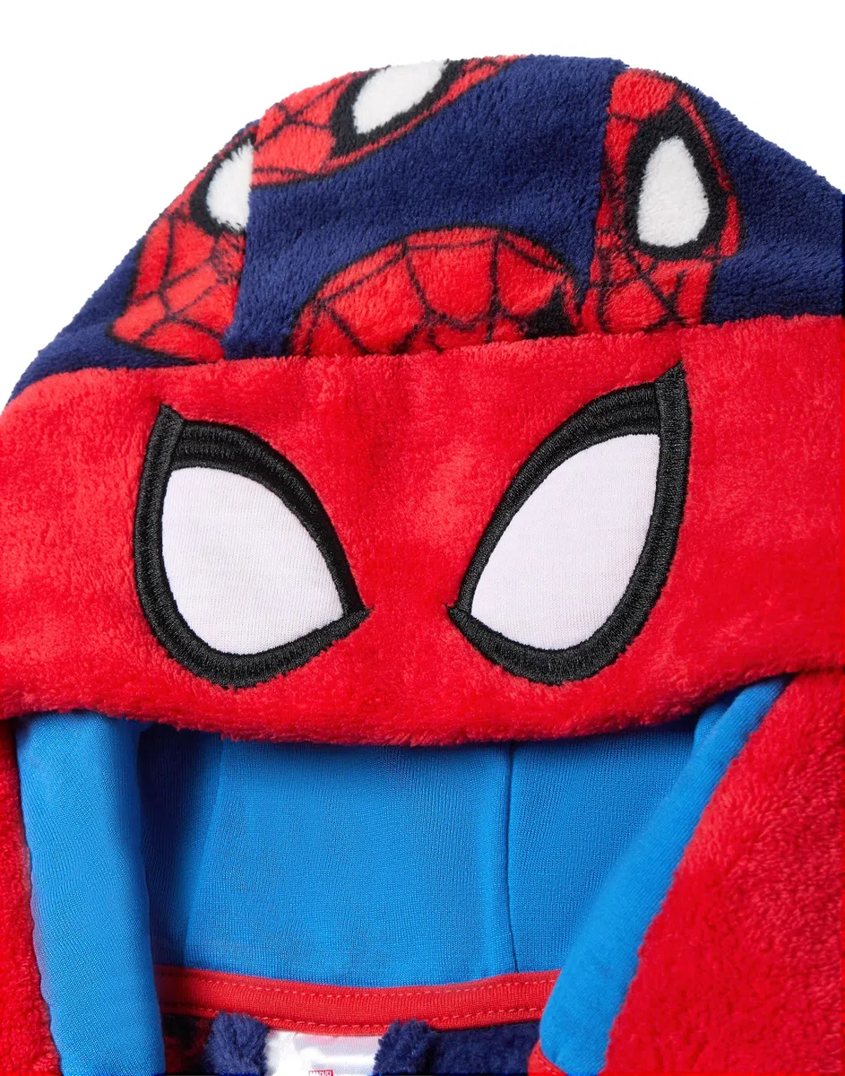 Marvel Albornoz de Spider-Man para niños, pijama de superhéroe azul y rojo, bata de cómics, regalo
