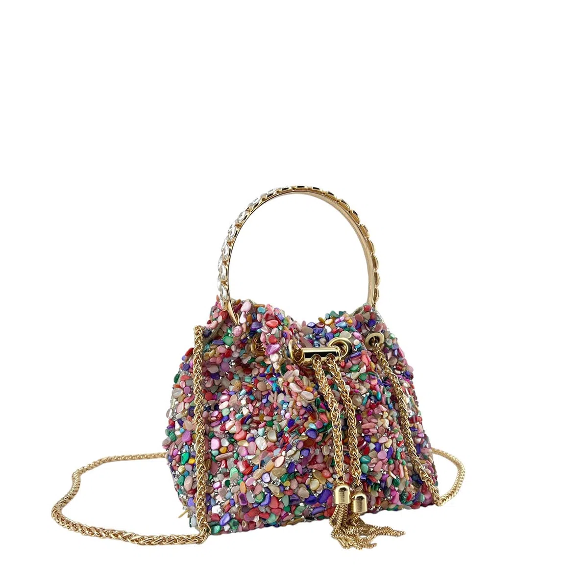 MODELISA - Bolso De Noche Adornado Con Piedras Multicolores Cadena De Hombro Boda Noche Evento Mujer