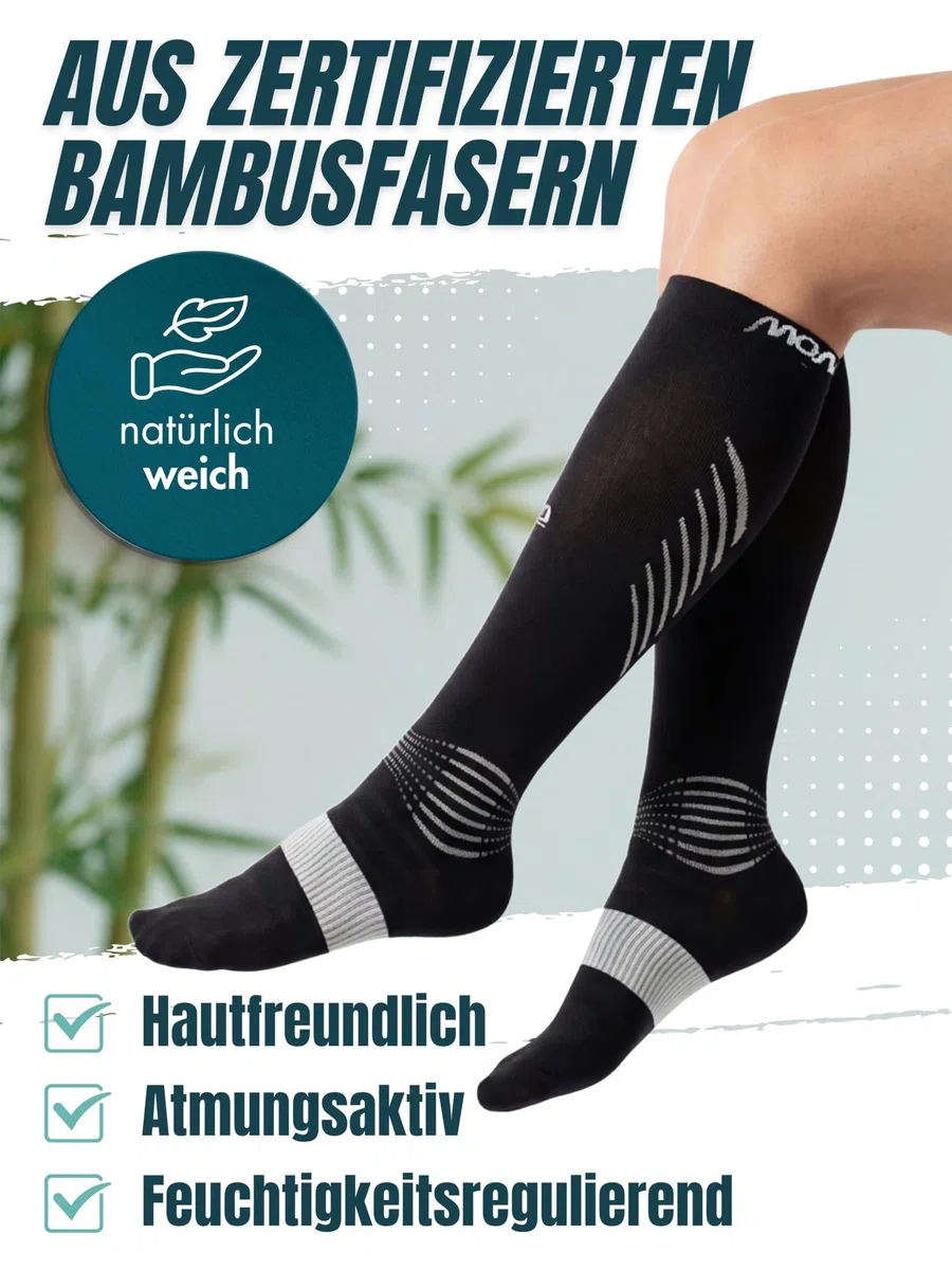 Calcetines deportivos de compresión de bambú para hombre y mujer, calcetines de compresión suaves y transpirables para correr, fitness y regeneración