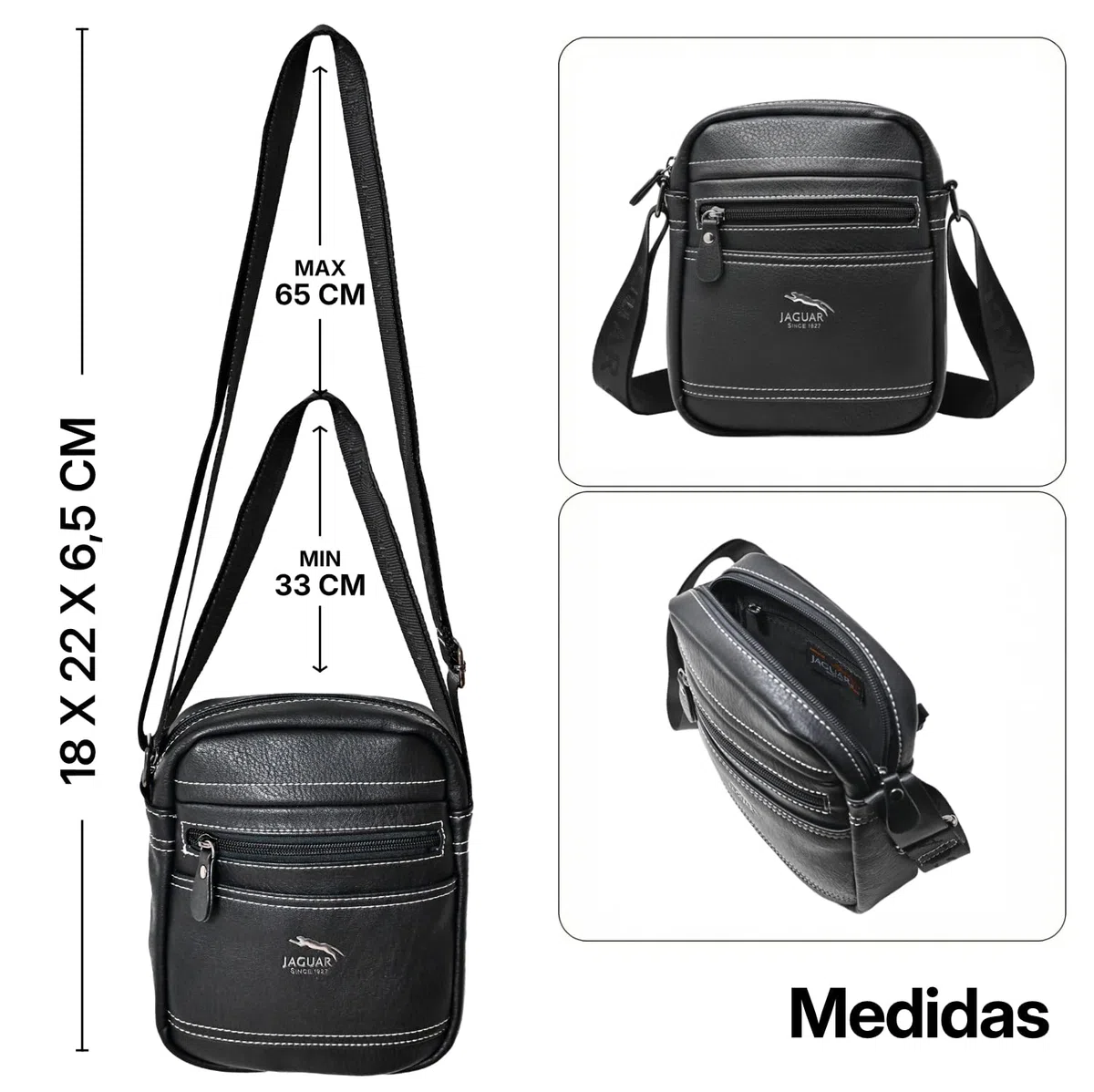 JAGUAR Bandolera Cruzada Hombre Elegante – Bolsos para Hombre Modernos y Cómodos | Bolsos Bandolera Grandes para Viajar, Ir a la Oficina o Uso Diario