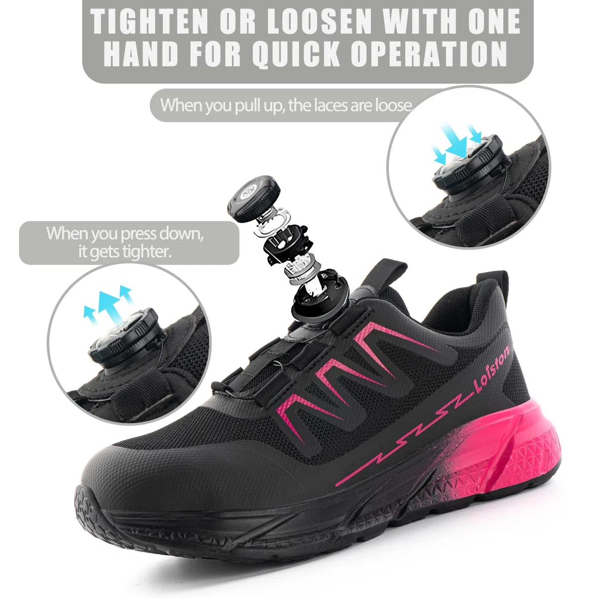 Zapatos de Seguridad Mujer Calzado Seguridad Zapatillas de Trabajo Mujer Ligeros Comodas Antideslizantes Rosa NT4 EU39