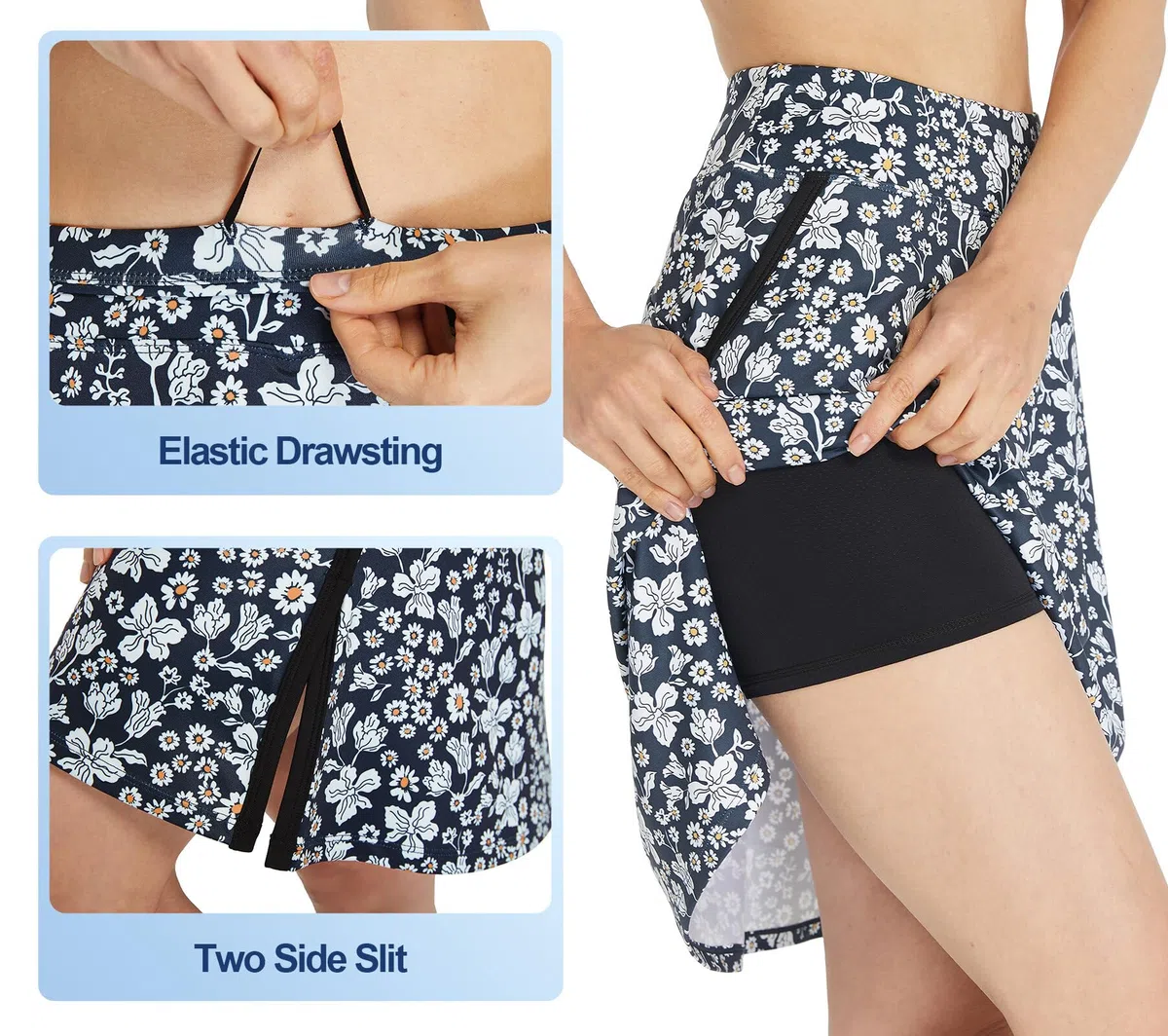 Activewear Falda Pantalón para Mujer Cintura Alta Faldas Deportiva con Pantalón Verano Falda de Golf Skort Tenis con Bolsillos B-Copihue M