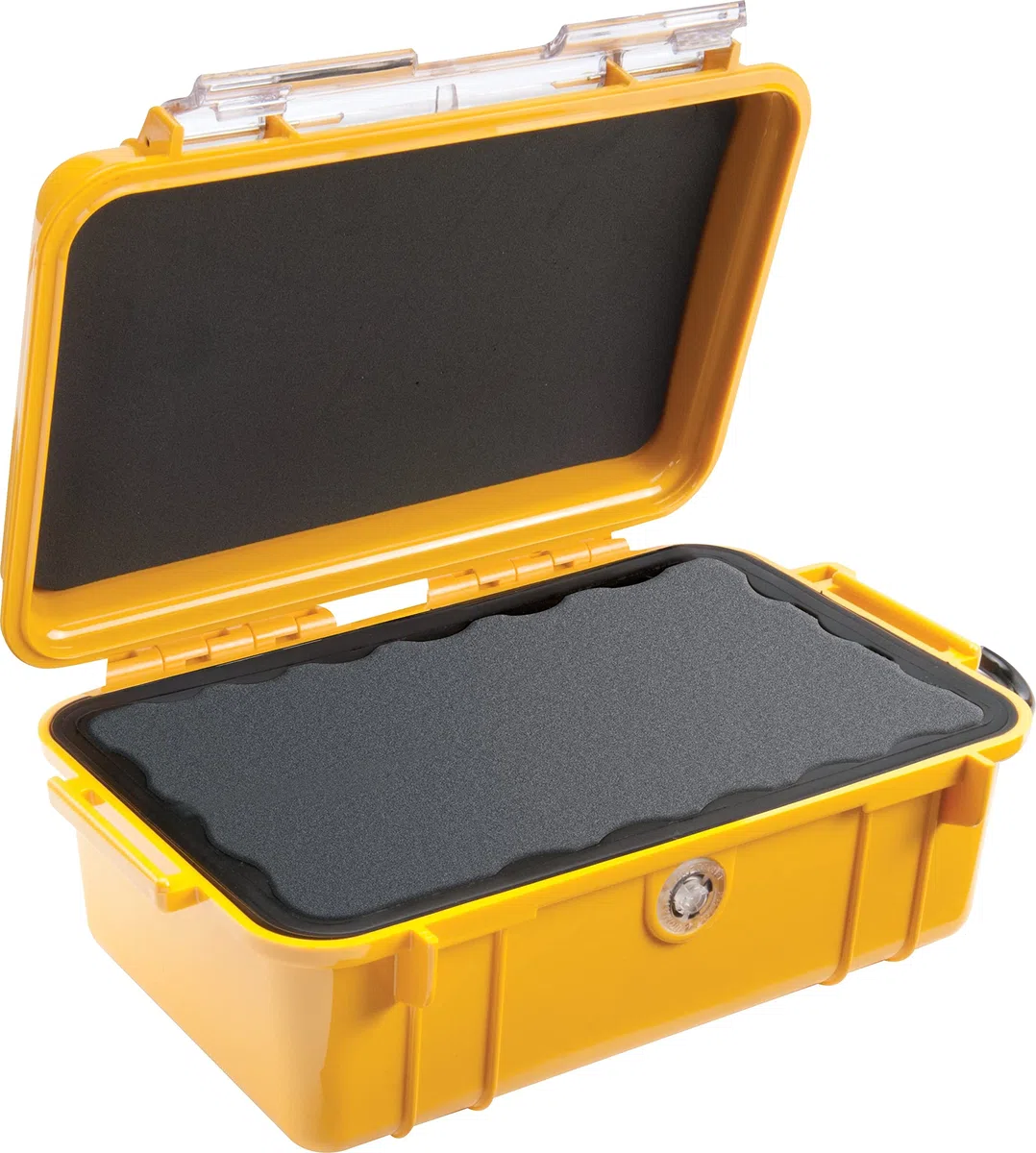 PELI 1050 Micro Case, Cajita estanca para proteger objetos pequeños en actividades al aire libre y deportes, IP67 estanca1L de capacidad, fabricada en EE.UU., color amarillo/color negro