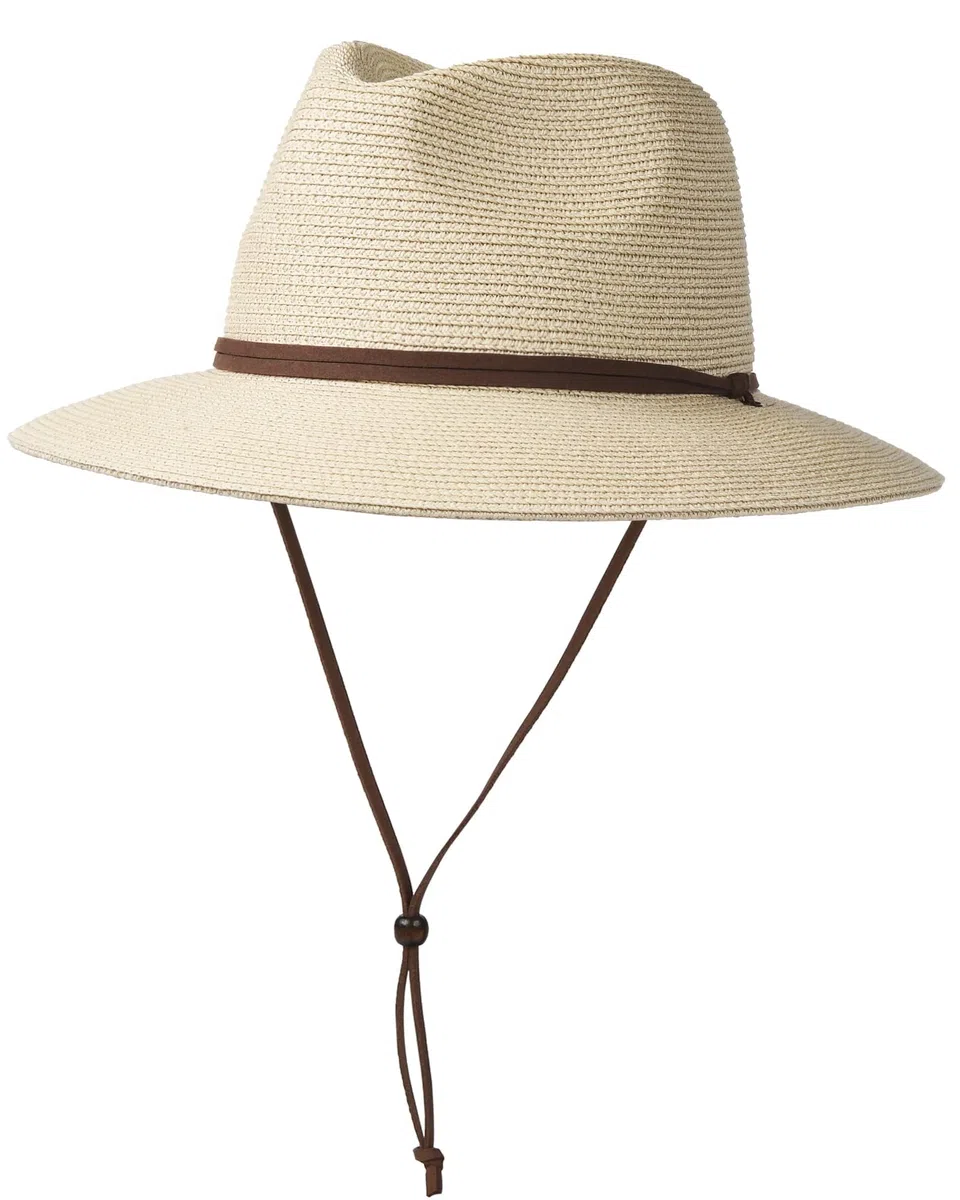 FURTALK Sombrero panamá unisex de ala ancha, sombrero de verano con protección UV, con correa de barbilla, sombrero de playa para hombre y mujer, sombrero de paja ajustable