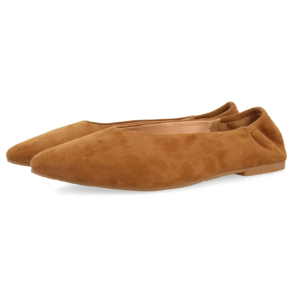 GIOSEPPO Bailarinas DE Piel Color Cuero con Punta Fina Y TALÓN Fruncido para Mujer