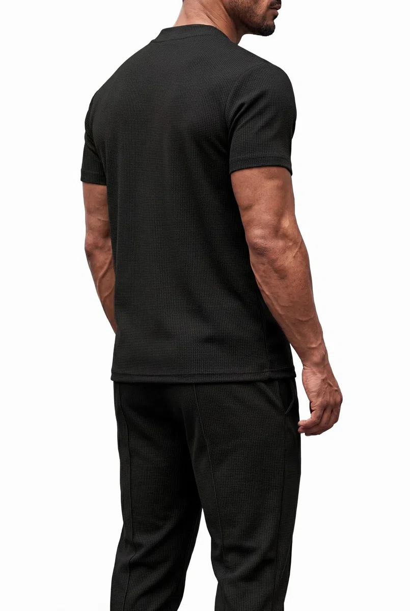 Chándal Deportivo para Hombre Camiseta de Manga Corta con Cremallera y Pantalones Largos Conjunto Deportivo Hombre Verano