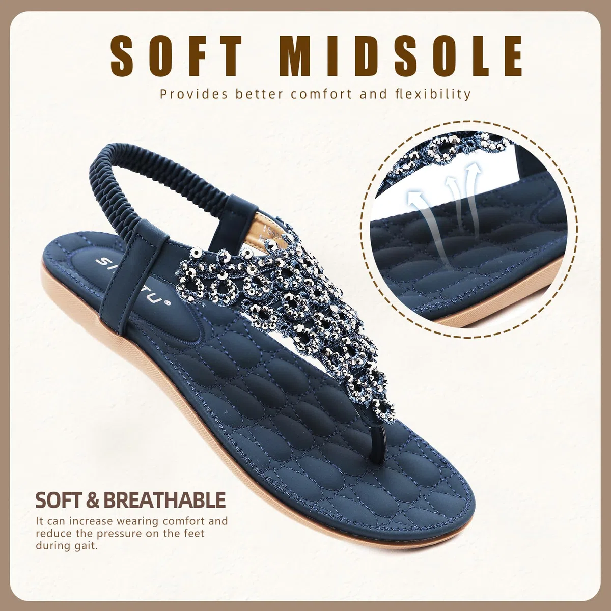 Acfoda Sandalias Mujer Verano Planas Casual Chanclas Bohemio Sandalias de Playa Cómodas Zapatos