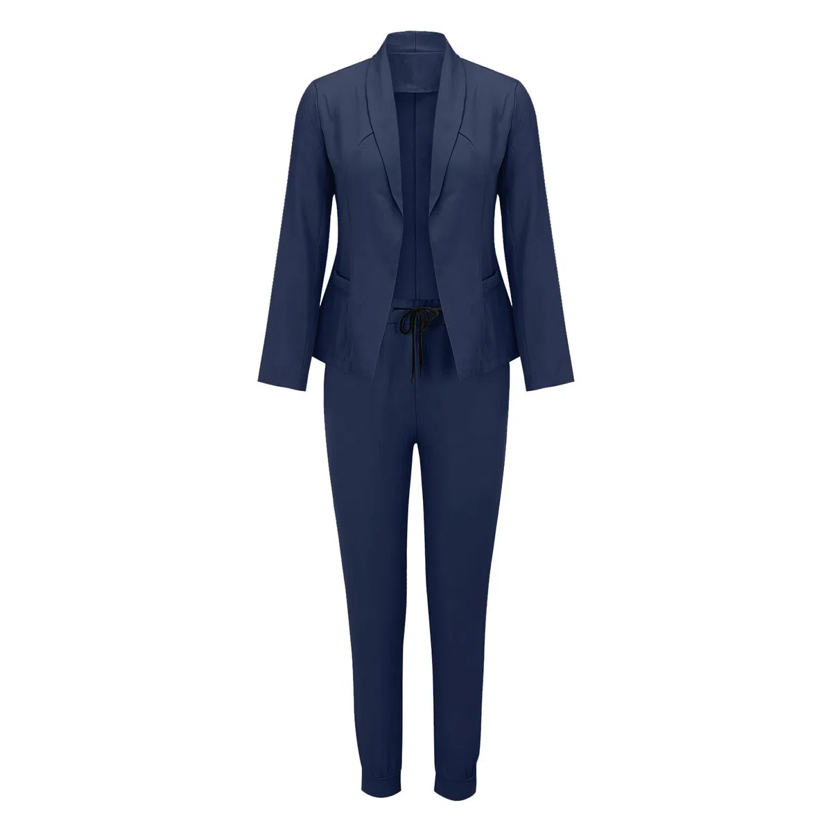 Generisch 2025 Traje de dos piezas para mujer, traje de oficina, negocios, chaqueta de manga larga, traje de pantalón, corte ajustado, traje de chaqueta para mujer, elegante, azul