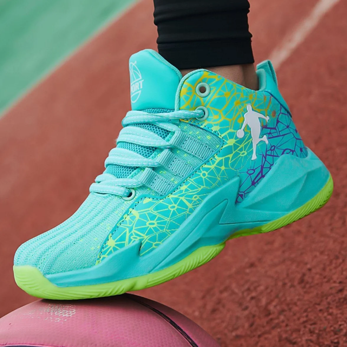 Zapatillas de Baloncesto para Niños Moda Calzado de Baloncesto para Niño Aire Libre Deportivas Fitness Antideslizantes para Correr Zapatos de Running (BBA-R16, 32EU)