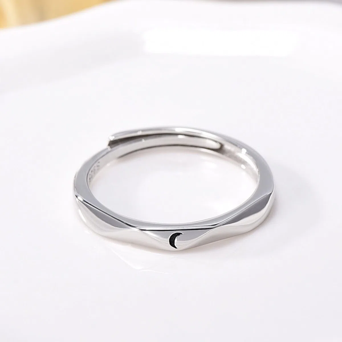 Anillo Plata de Ley Aniversario Pareja Grabado Personalizado, Sol y Luna, Anillos Mujer Plata Ajustables de Boda