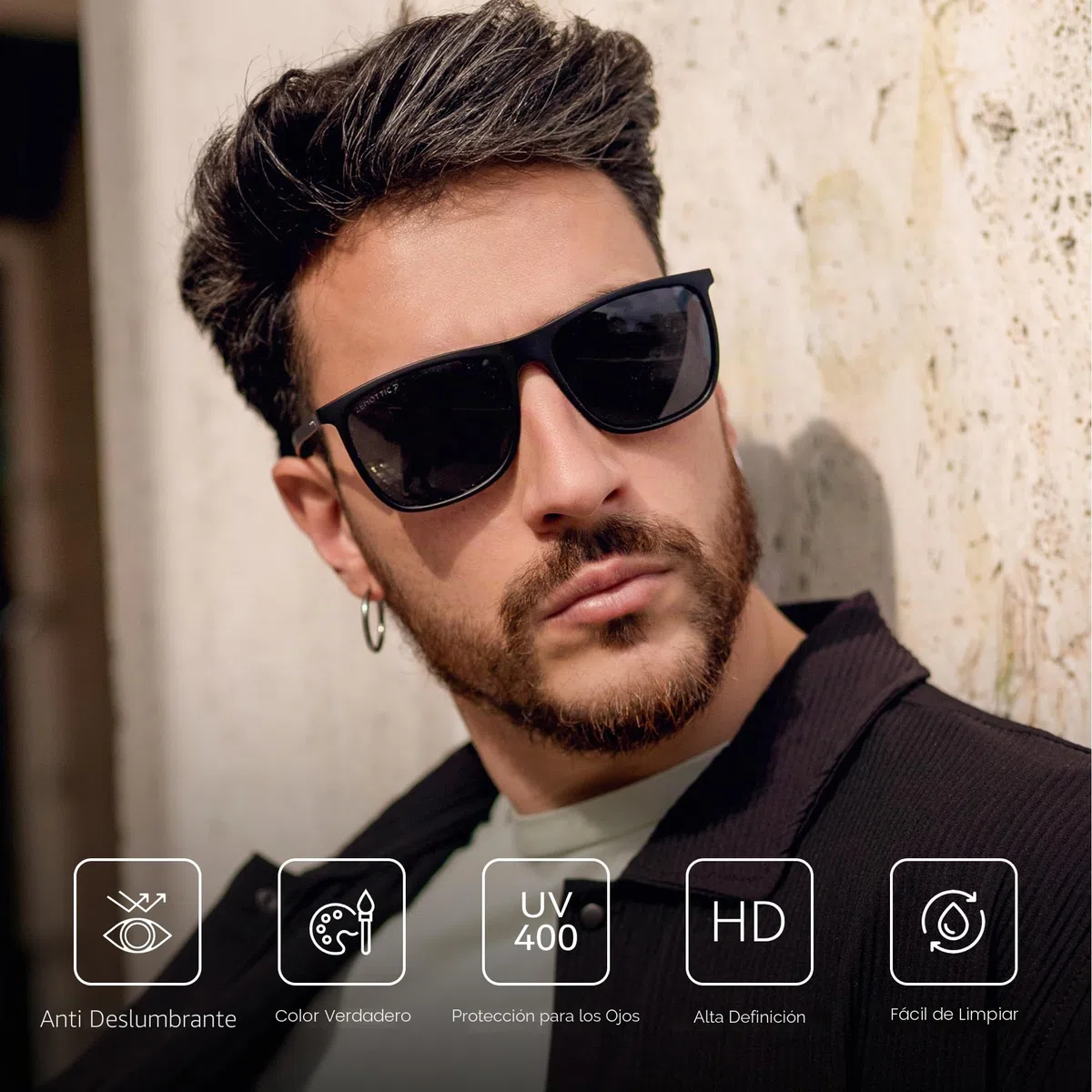 ZENOTTIC Gafas de sol polarizadas cuadradas para hombres Ultraligeros de fibra de carbono Gafas de sol de conducción Pesca Golf Deportes Protección UV400