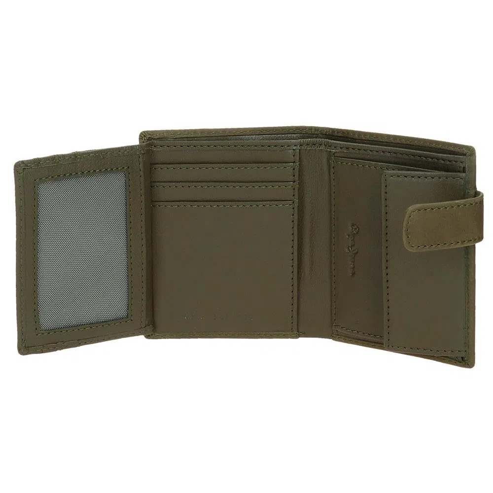 Pepe Jeans Staple Cartera Vertical con Tarjetero y Cierre de Click Verde 8,5x10,5x1 cms Piel by Joumma Bags